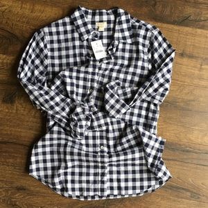J. Crew Gingham Button Up Top